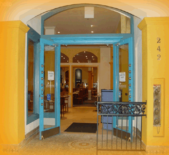 Santorini greek food restaurant entrance